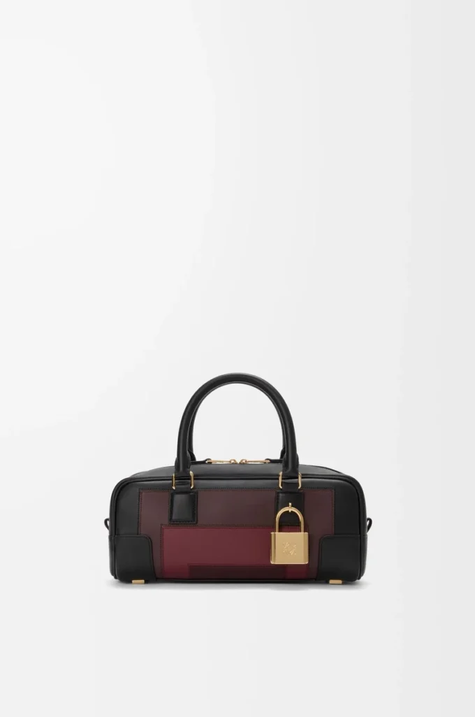 Amazona 23 cropped bag in nappa calfskin Black/Burgundy Amazona 23 cropped bag in nappa calfskin Black/Burgundy