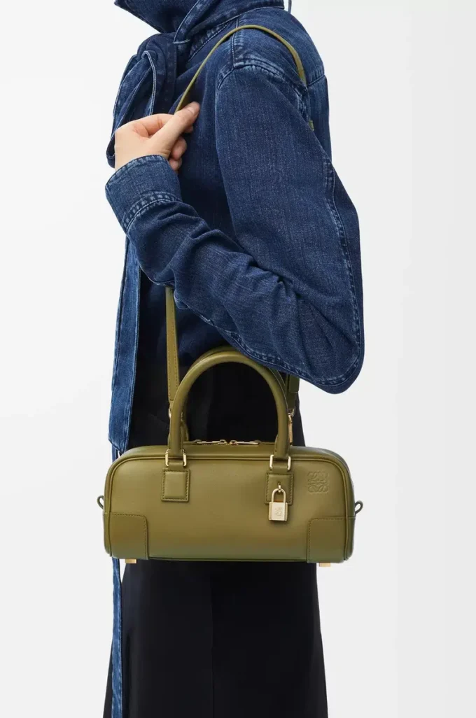 Amazona 23 cropped bag in nappa calfskin Olive Amazona 23 cropped bag in nappa calfskin Olive