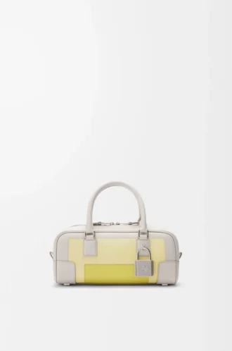 Amazona 23 cropped bag in nappa calfskin Pale Grey/Light Citrine