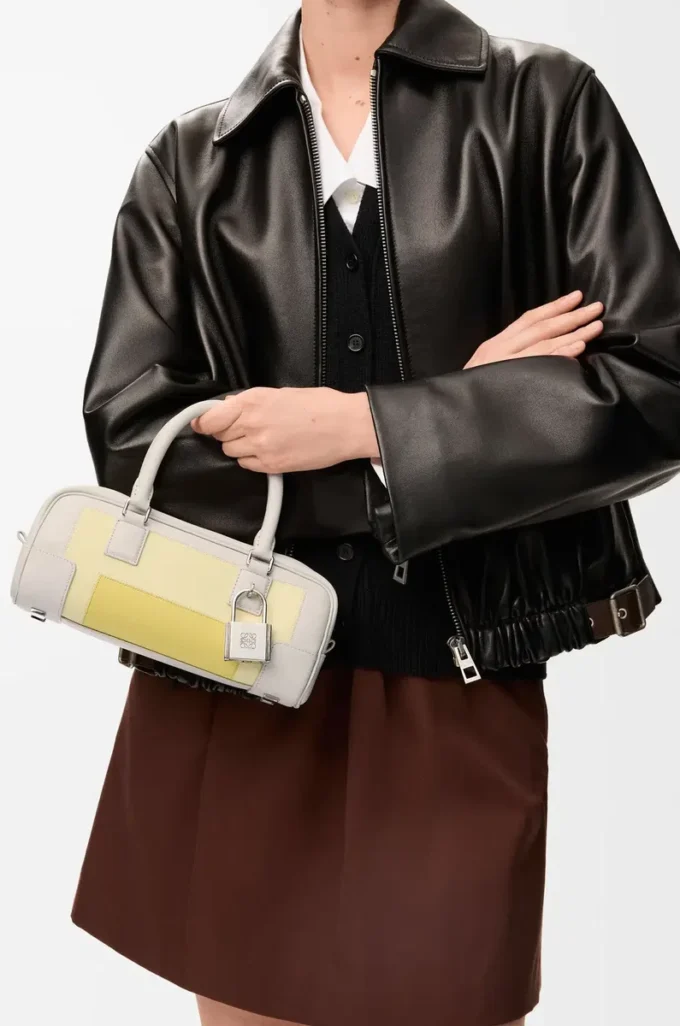 Amazona 23 cropped bag in nappa calfskin Pale Grey/Light Citrine Amazona 23 cropped bag in nappa calfskin Pale Grey/Light Citrine