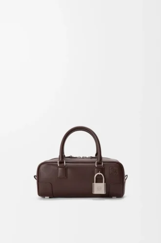 Amazona 23 cropped bag in shiny calfskin Dark Chestnut