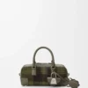 Amazona 23 cropped bag in tartan suede and nappa calfskin Khaki/Green Amazona 23 cropped bag in tartan suede and nappa calfskin Khaki/Green
