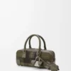 Amazona 23 cropped bag in tartan suede and nappa calfskin Khaki/Green Amazona 23 cropped bag in tartan suede and nappa calfskin Khaki/Green