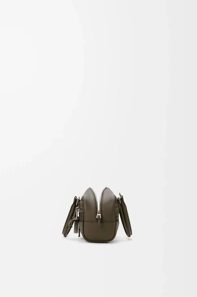 Amazona 23 cropped bag in tartan suede and nappa calfskin Khaki/Green Amazona 23 cropped bag in tartan suede and nappa calfskin Khaki/Green