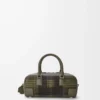 Amazona 23 cropped bag in tartan suede and nappa calfskin Khaki/Green Amazona 23 cropped bag in tartan suede and nappa calfskin Khaki/Green