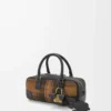 Amazona 23 cropped bag in tartan suede and nappa calfskin Tan/Black Amazona 23 cropped bag in tartan suede and nappa calfskin Tan/Black