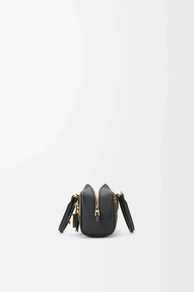Amazona 23 cropped bag in tartan suede and nappa calfskin Tan/Black Amazona 23 cropped bag in tartan suede and nappa calfskin Tan/Black