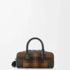 Amazona 23 cropped bag in tartan suede and nappa calfskin Tan/Black Amazona 23 cropped bag in tartan suede and nappa calfskin Tan/Black