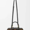 Amazona 23 cropped bag in tartan suede and nappa calfskin Tan/Black Amazona 23 cropped bag in tartan suede and nappa calfskin Tan/Black