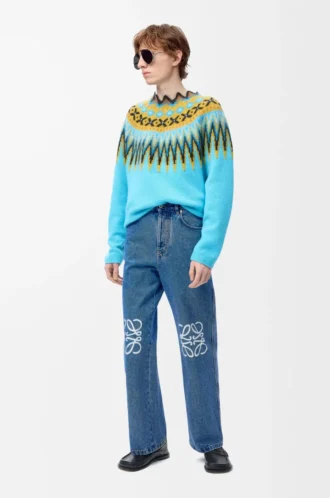 Anagram baggy jeans in denim Mid Blue Denim