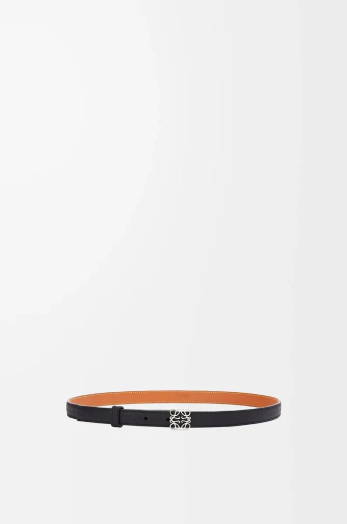 Anagram belt in pebble grain calfskin Black/Palladium Anagram belt in pebble grain calfskin Black/Palladium