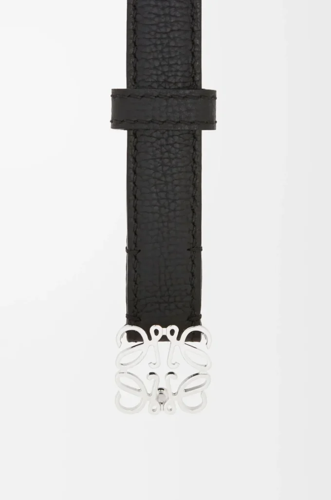 Anagram belt in pebble grain calfskin Black/Palladium Anagram belt in pebble grain calfskin Black/Palladium