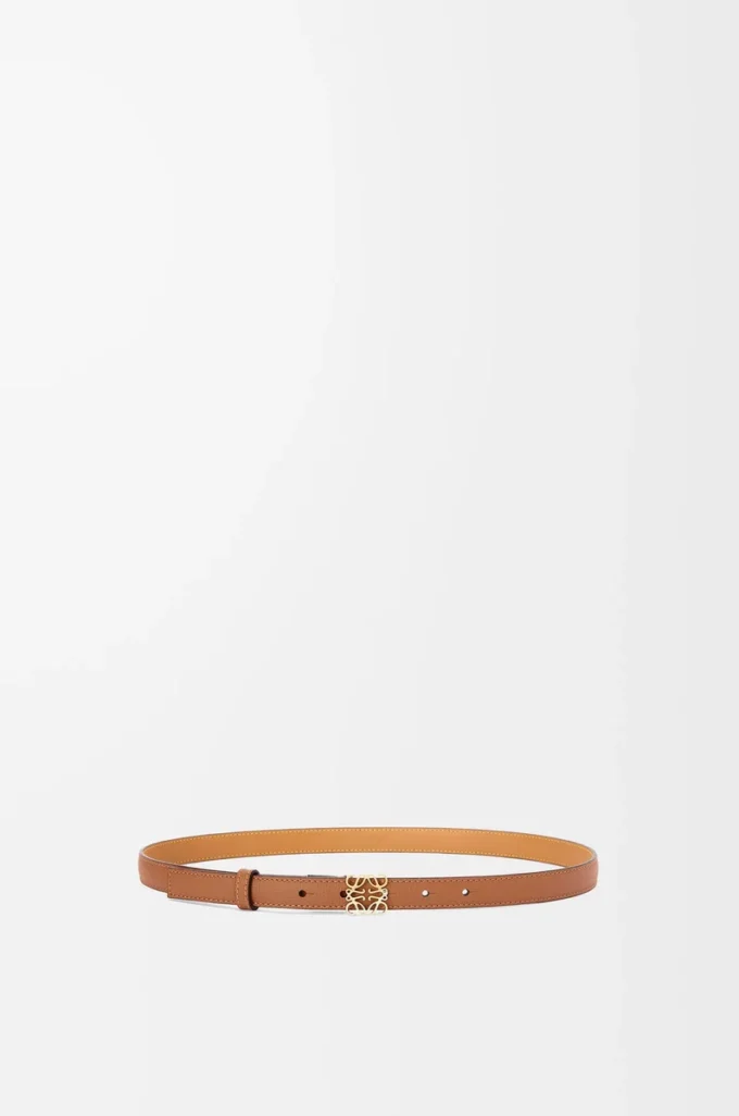 Anagram belt in pebble grain calfskin Tan/Gold Anagram belt in pebble grain calfskin Tan/Gold