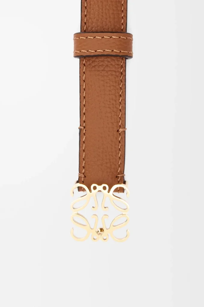 Anagram belt in pebble grain calfskin Tan/Gold Anagram belt in pebble grain calfskin Tan/Gold
