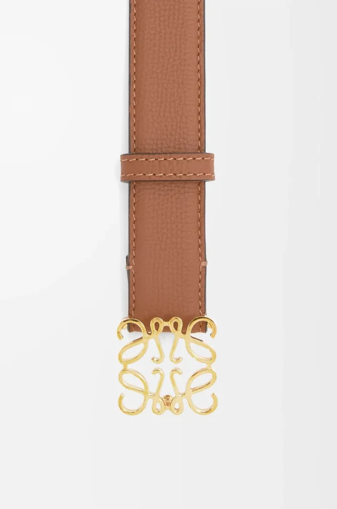 Anagram belt in pebble grain calfskin Tan/Gold Anagram belt in pebble grain calfskin Tan/Gold