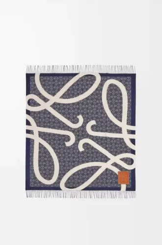 Anagram blanket in wool Navy Blue