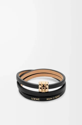 Anagram Bombé twist bracelet in calfskin Black