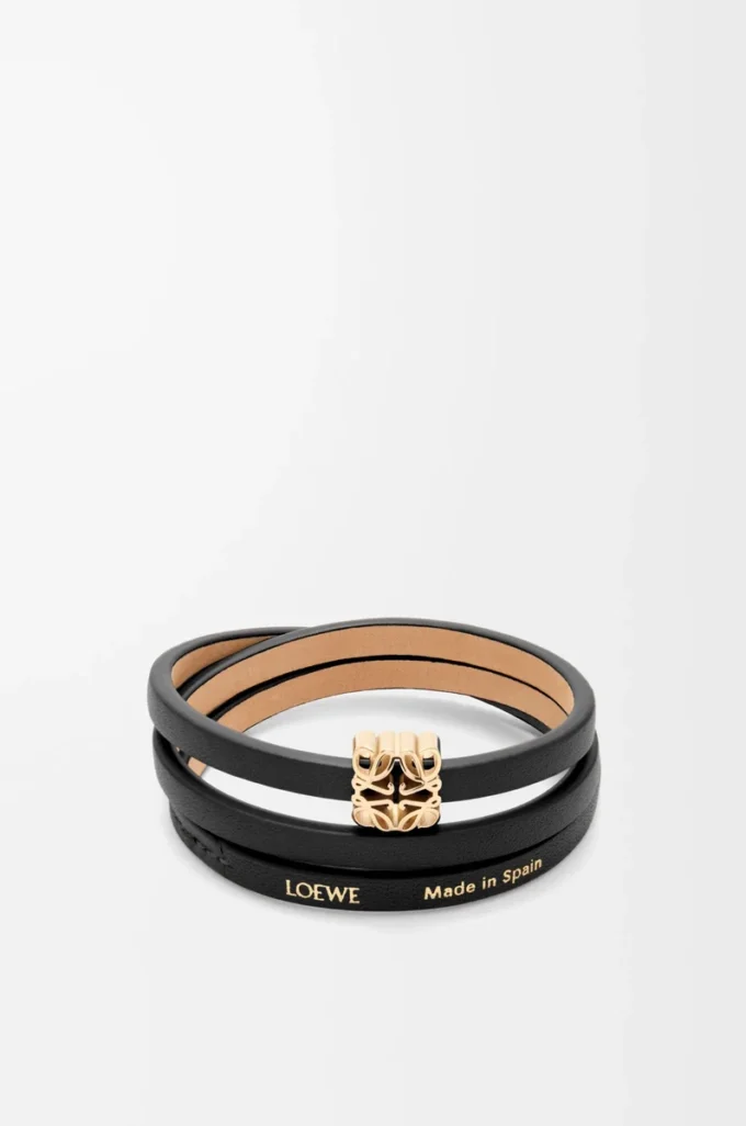 Anagram Bombé twist bracelet in calfskin Black Anagram Bombé twist bracelet in calfskin Black