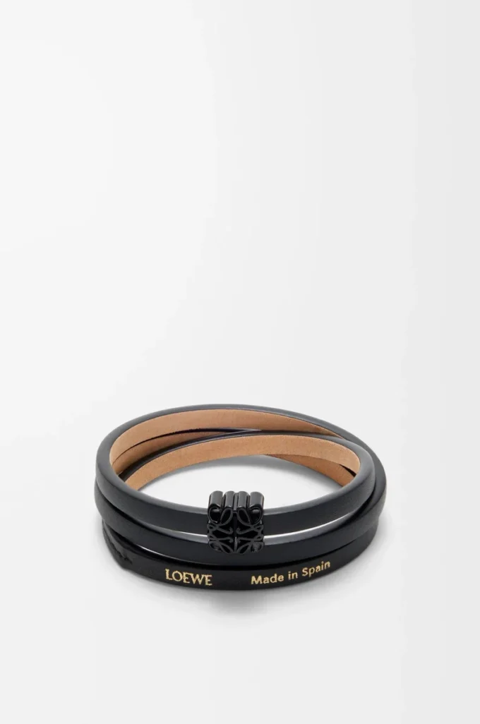 Anagram Bombé twist bracelet in calfskin Black Anagram Bombé twist bracelet in calfskin Black