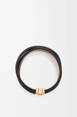 Anagram Bombé twist bracelet in calfskin Black