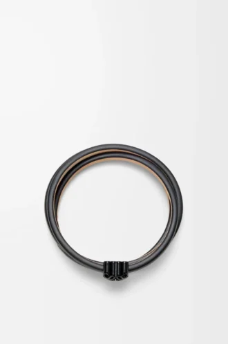 Anagram Bombé twist bracelet in calfskin Black