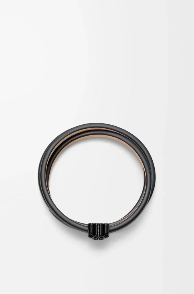 Anagram Bombé twist bracelet in calfskin Black Anagram Bombé twist bracelet in calfskin Black
