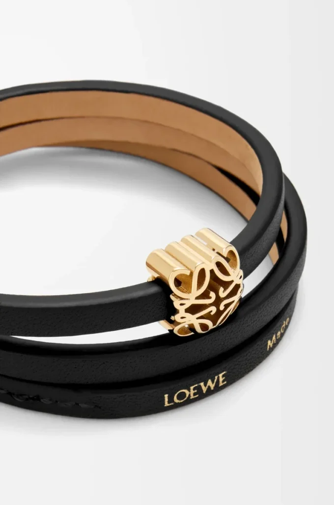 Anagram Bombé twist bracelet in calfskin Black Anagram Bombé twist bracelet in calfskin Black