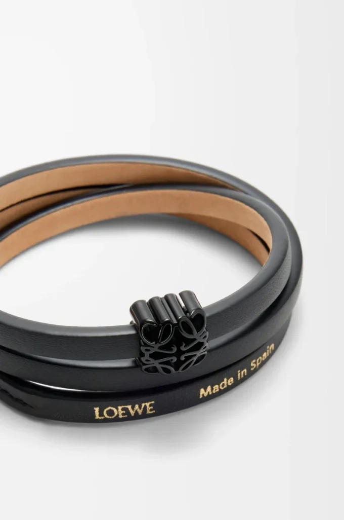 Anagram Bombé twist bracelet in calfskin Black Anagram Bombé twist bracelet in calfskin Black