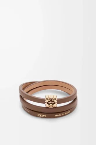 Anagram Bombé twist bracelet in calfskin Cocoa