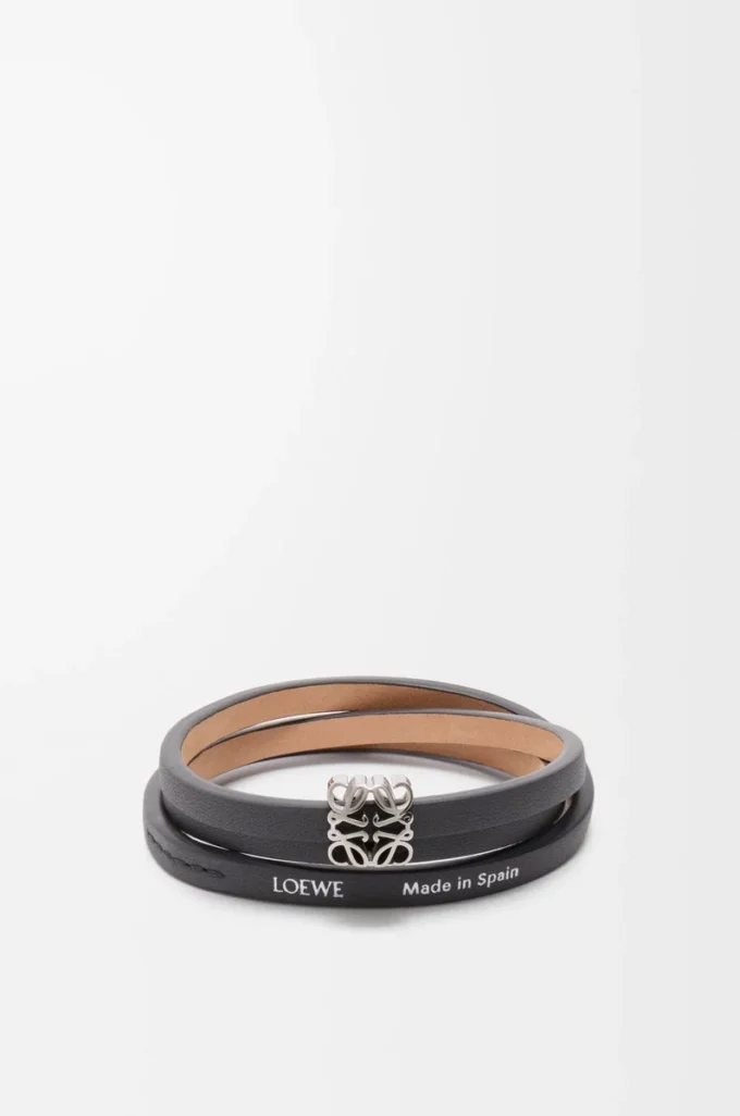 Anagram Bombé twist bracelet in calfskin Slate Anagram Bombé twist bracelet in calfskin Slate