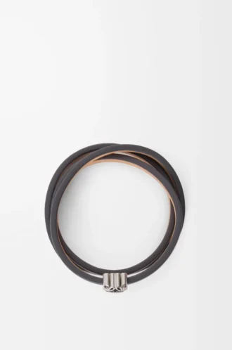 Anagram Bombé twist bracelet in calfskin Slate