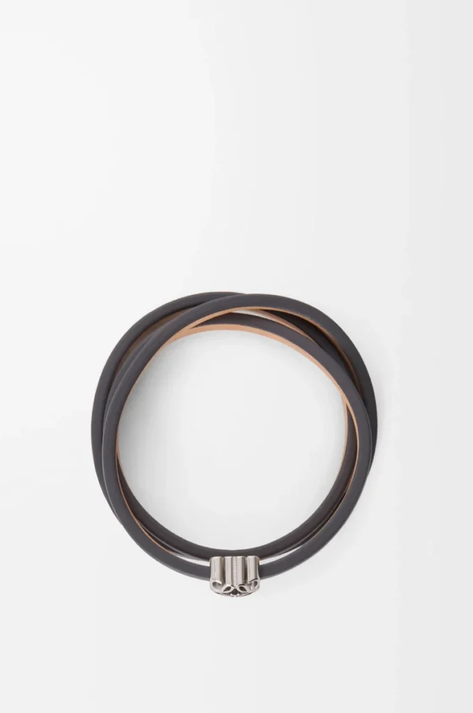 Anagram Bombé twist bracelet in calfskin Slate Anagram Bombé twist bracelet in calfskin Slate