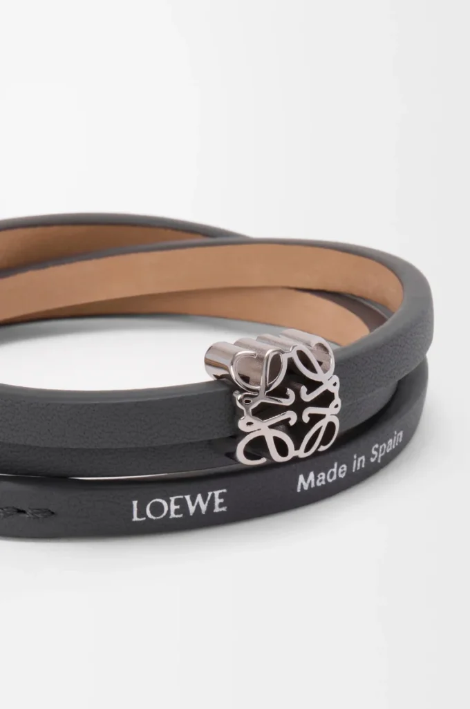 Anagram Bombé twist bracelet in calfskin Slate Anagram Bombé twist bracelet in calfskin Slate