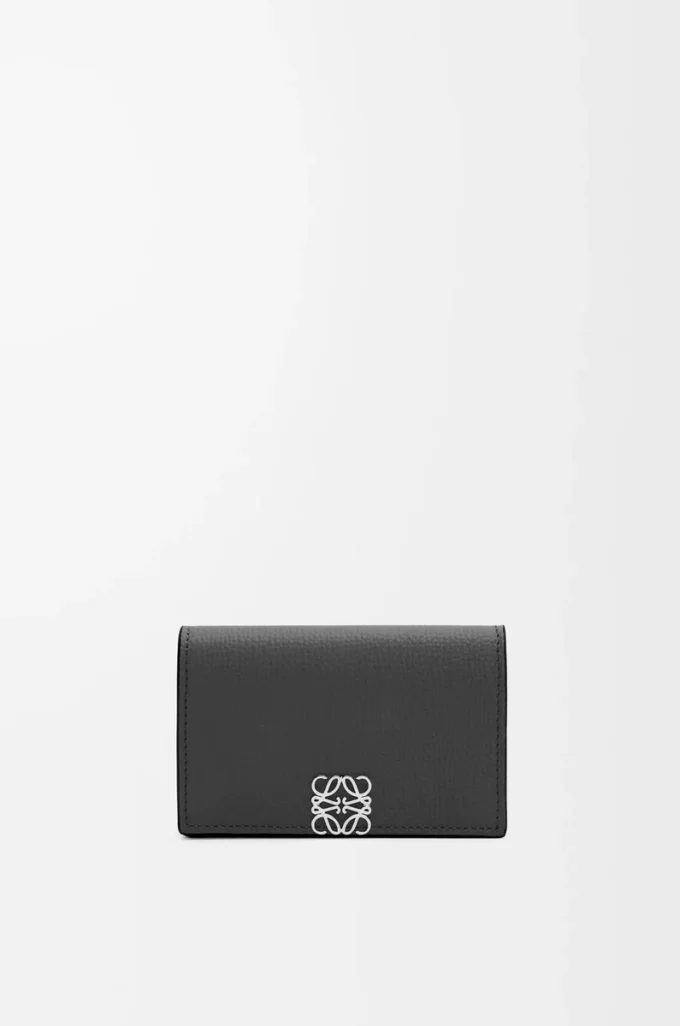 Anagram business cardholder in pebble grained calfskin Black