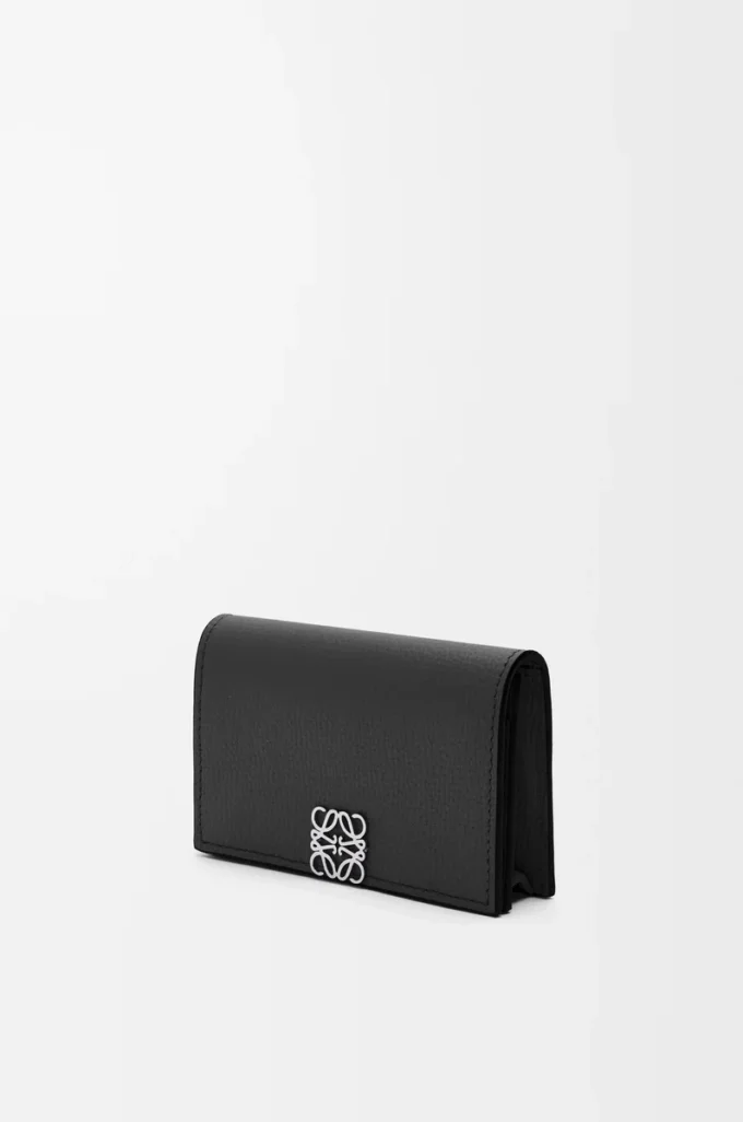 Anagram business cardholder in pebble grained calfskin Black