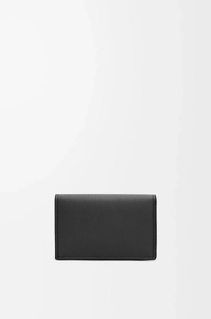 Anagram business cardholder in pebble grained calfskin Black