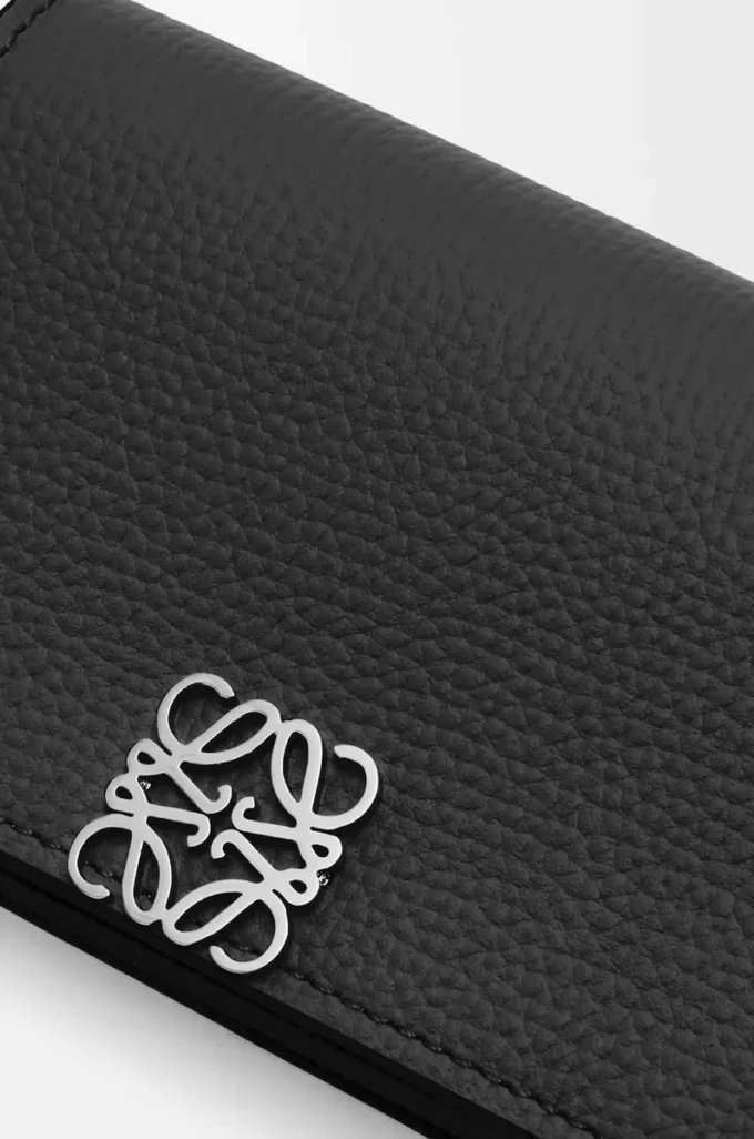 Anagram business cardholder in pebble grained calfskin Black