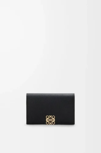 Anagram business cardholder in pebble grained calfskin Black/Gold