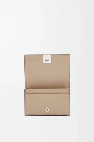 Anagram business cardholder in pebble grained calfskin Sand