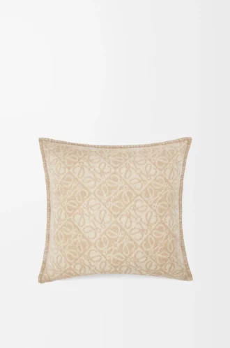 Anagram cushion in wool and cashmere Beige