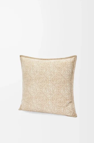 Anagram cushion in wool and cashmere Beige