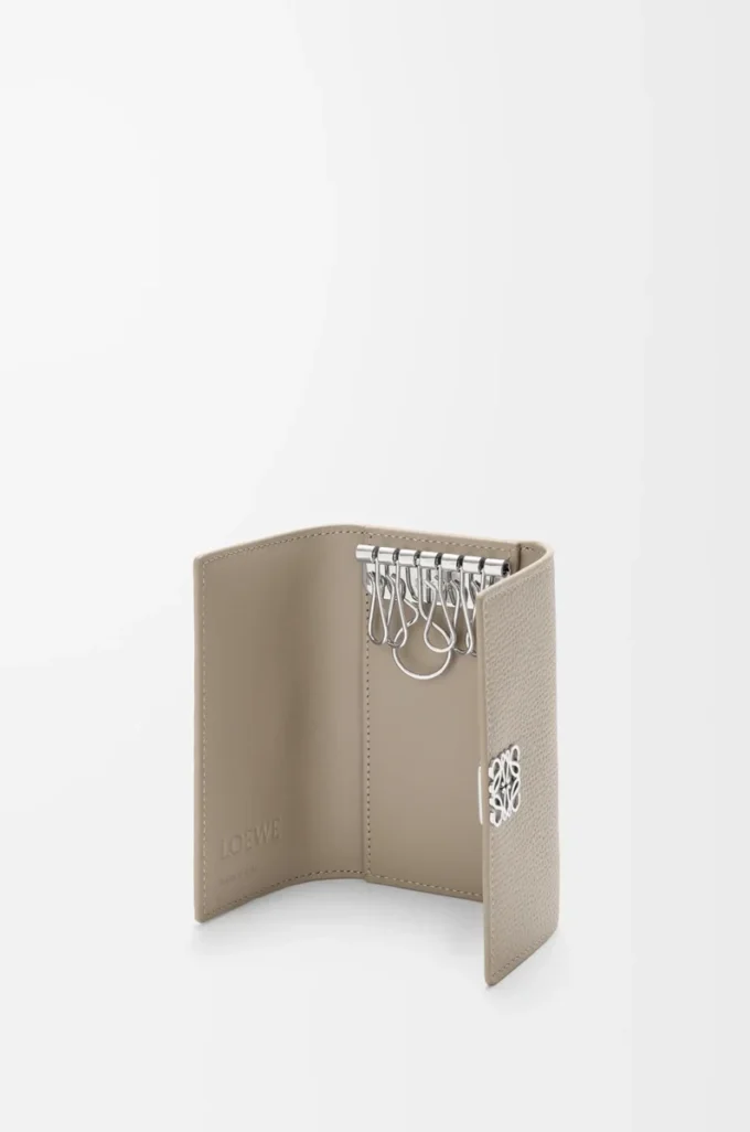 Anagram key case in pebble grained calfskin Clay Anagram key case in pebble grained calfskin Clay