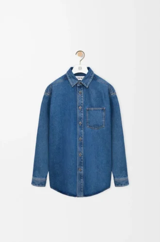 Anagram overshirt in denim Mid Blue Denim
