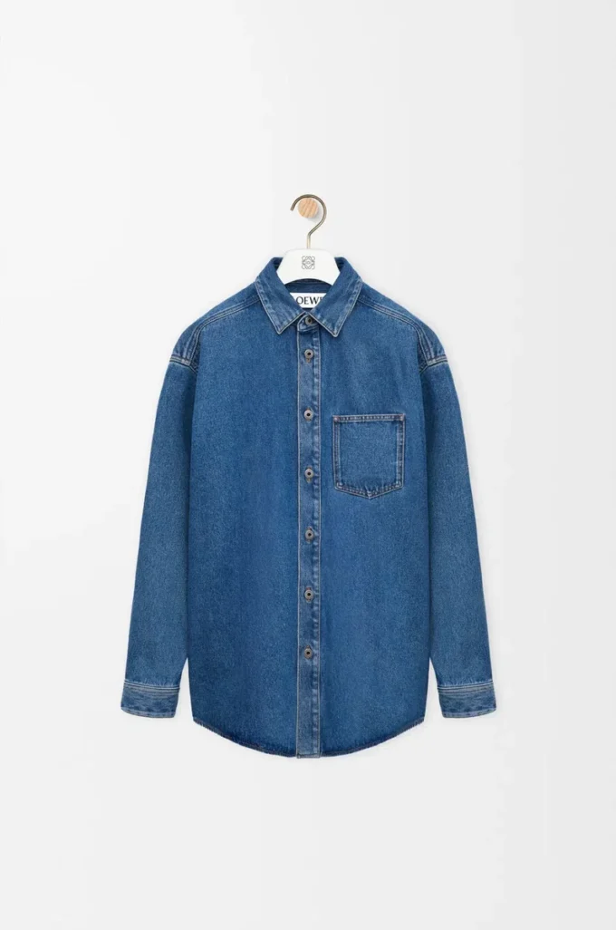 Anagram overshirt in denim Mid Blue Denim