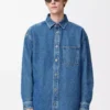 Anagram overshirt in denim Mid Blue Denim