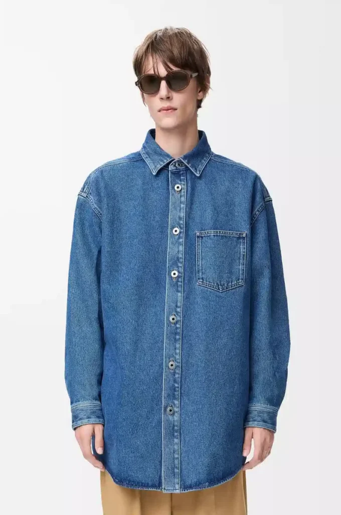 Anagram overshirt in denim Mid Blue Denim