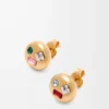 Anagram Pebble earrings in sterling silver and crystals Gold/Red
