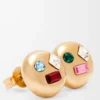 Anagram Pebble earrings in sterling silver and crystals Gold/Red