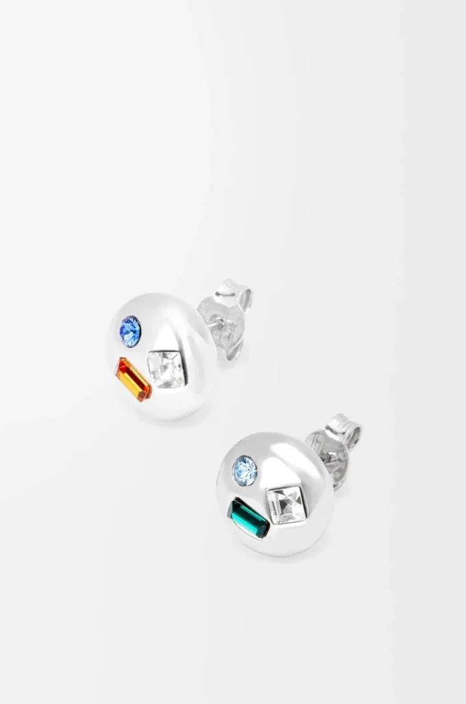 Anagram Pebble earrings in sterling silver and crystals Silver/Green Anagram Pebble earrings in sterling silver and crystals Silver/Green