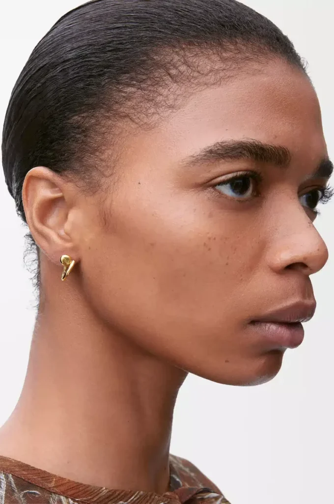 Anagram Pebble mini hoop earrings in sterling silver Gold Anagram Pebble mini hoop earrings in sterling silver Gold